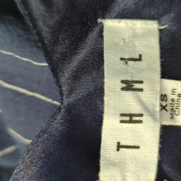 THML Embroidered V Neckline Shift Dress Navy Blue XS bohemian folk art beach - Picture 5 of 7